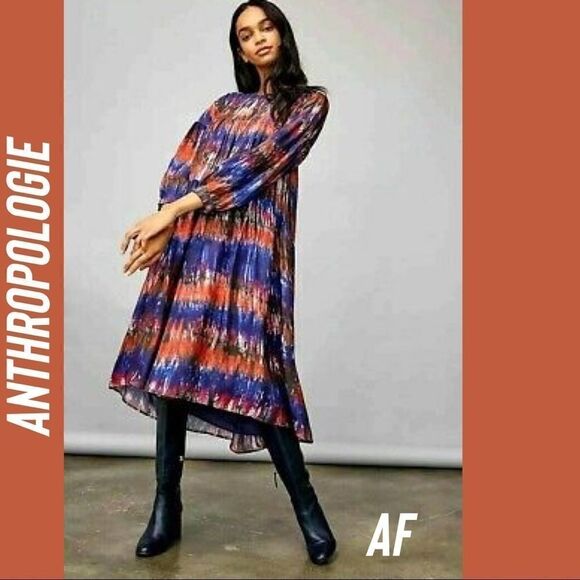 ANTHROPOLOGIE TIE DYE MIDI DRESS NEW NWT XS - Picture 1 of 7